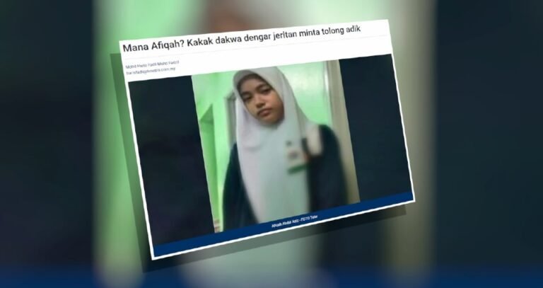 Afiqah Ditemukan Selamat Selepas Dilaporkan Hilang